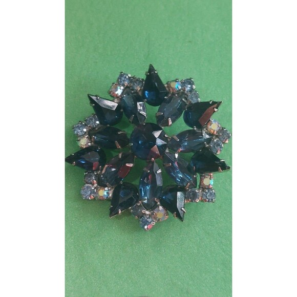 Cute cookie lee blue flowers ab rhinestone necklace+ bonus unsigned brooch - Picture 3 of 11